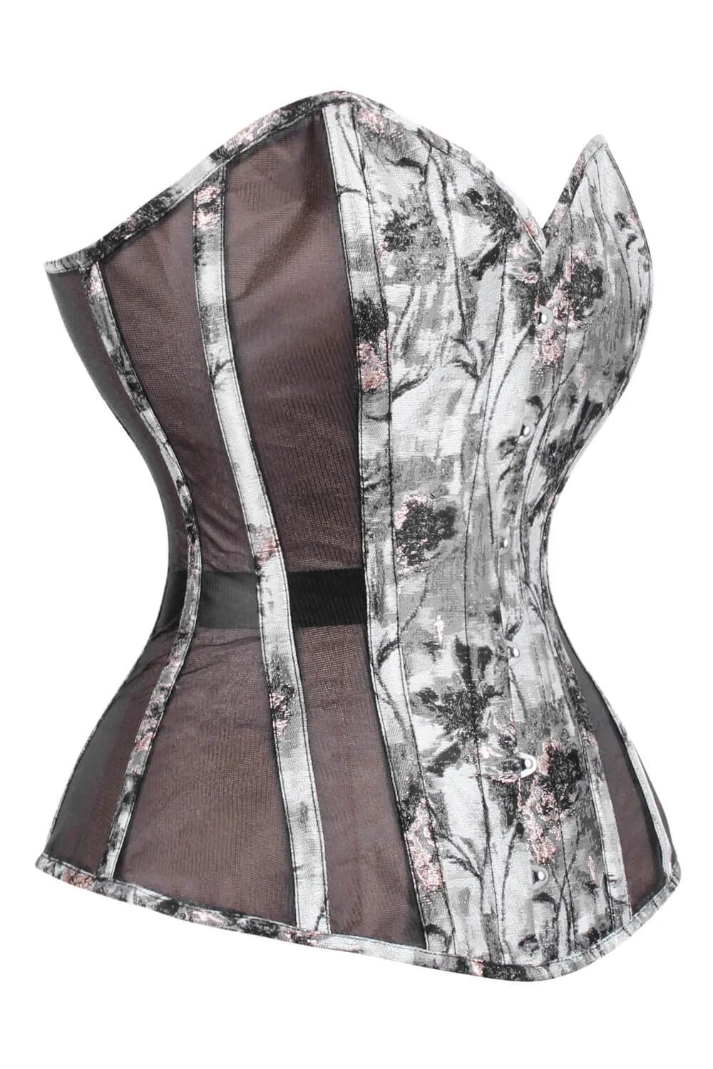 FOS - Mesh with Brocade Steel Boned Corset (ELC-701)