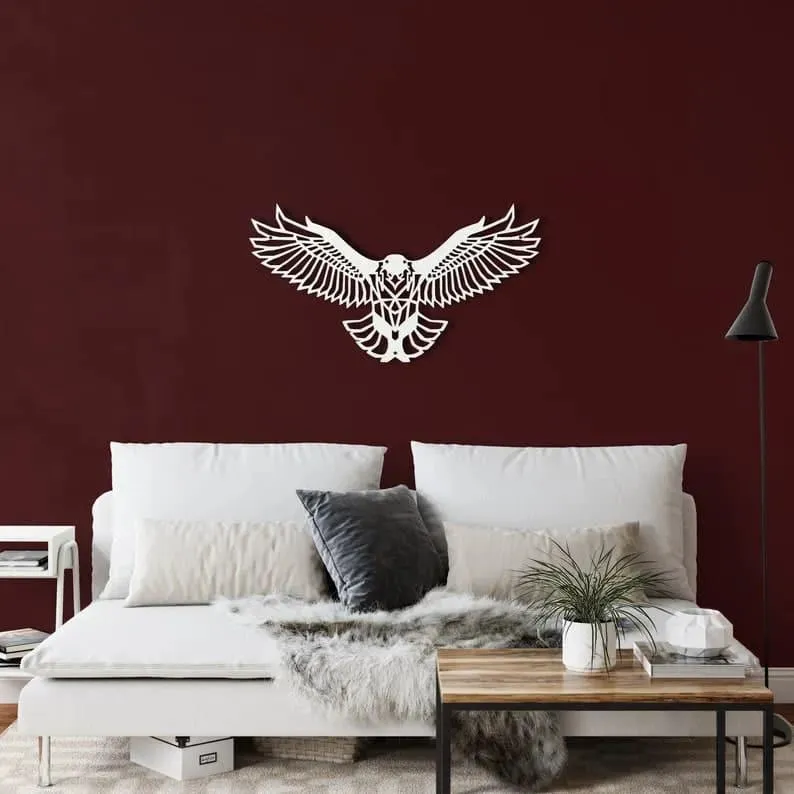 Geometric Flying Eagle Metal Wall Decor