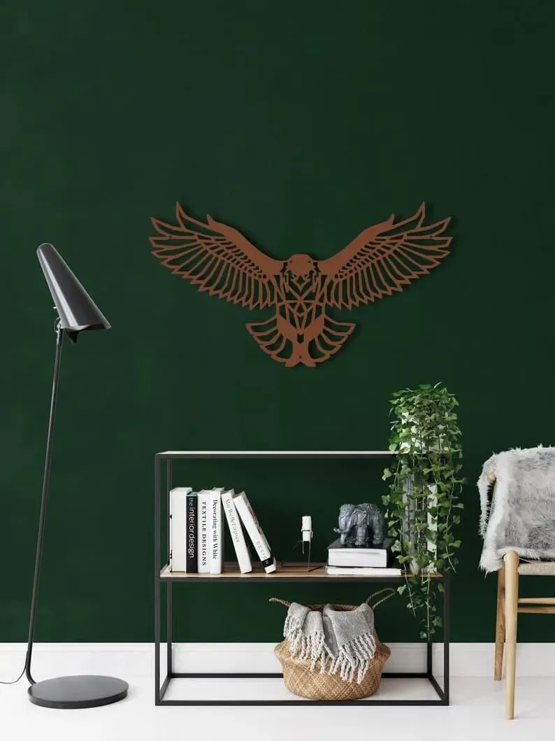 Geometric Flying Eagle Metal Wall Decor