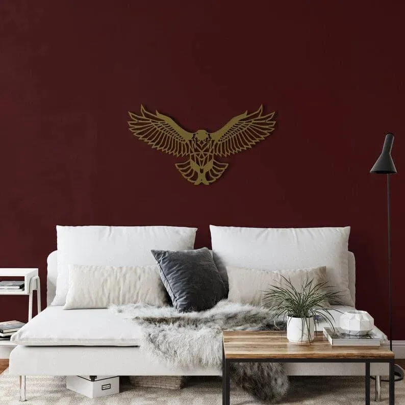 Geometric Flying Eagle Metal Wall Decor