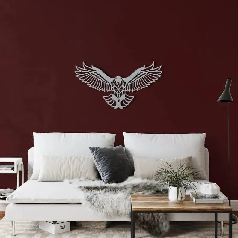 Geometric Flying Eagle Metal Wall Decor