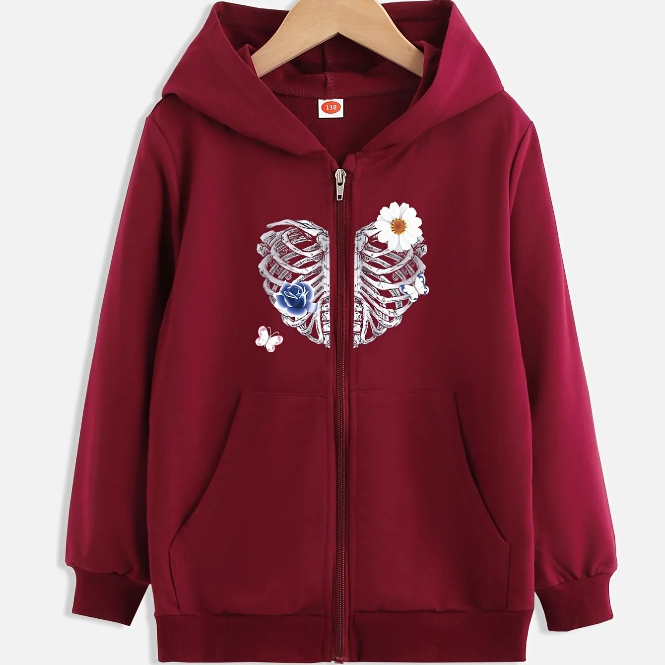 Girls' Stylish Hooded Zipper Jacket