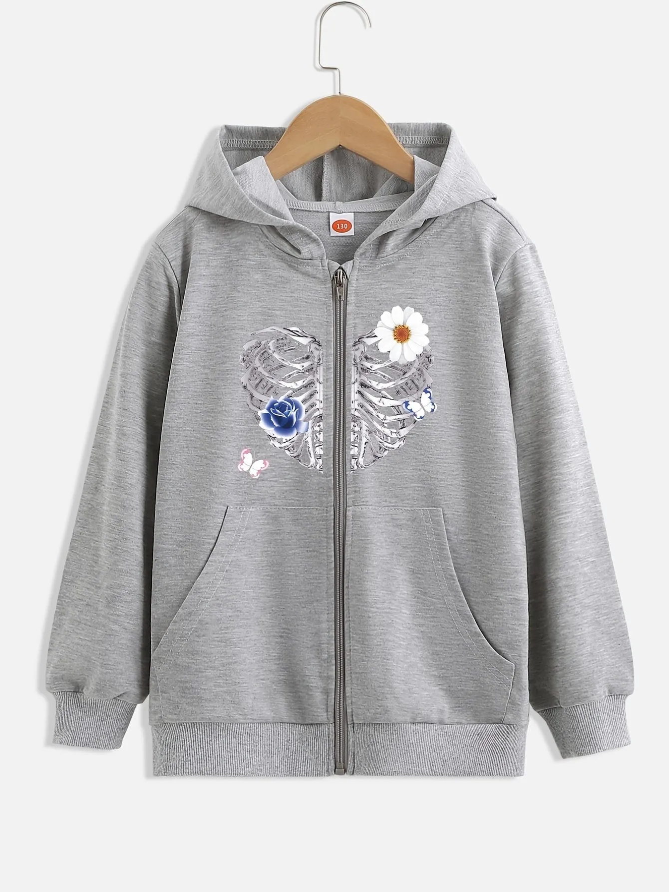 Girls' Stylish Hooded Zipper Jacket