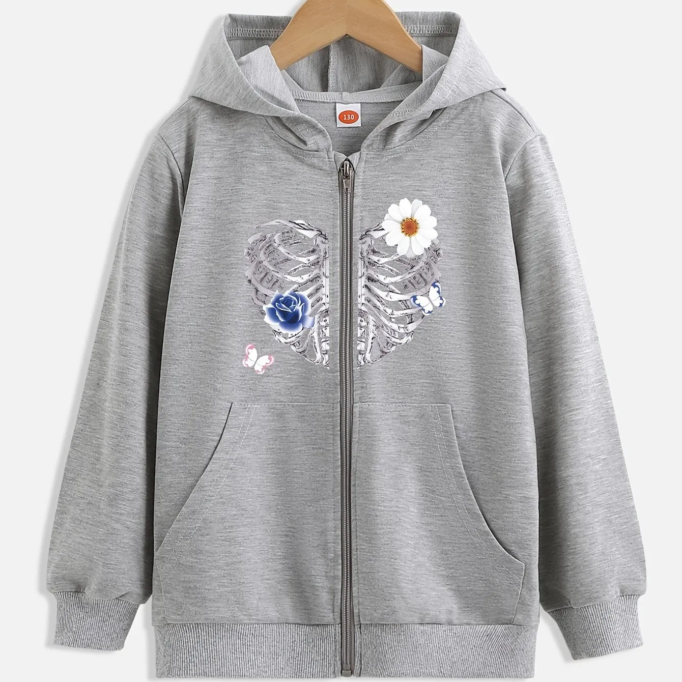 Girls' Stylish Hooded Zipper Jacket
