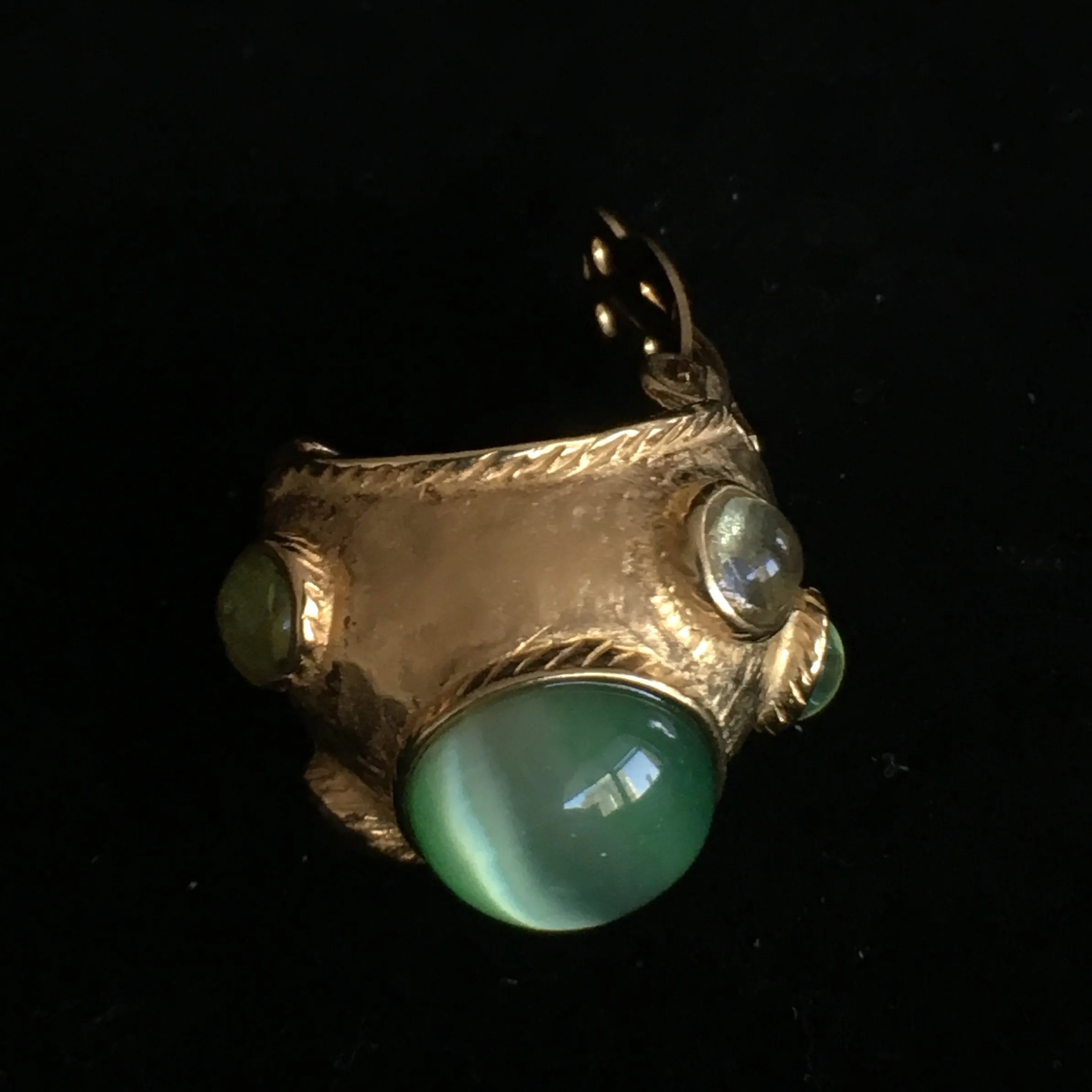 Green Cat Eye Clip Earrings