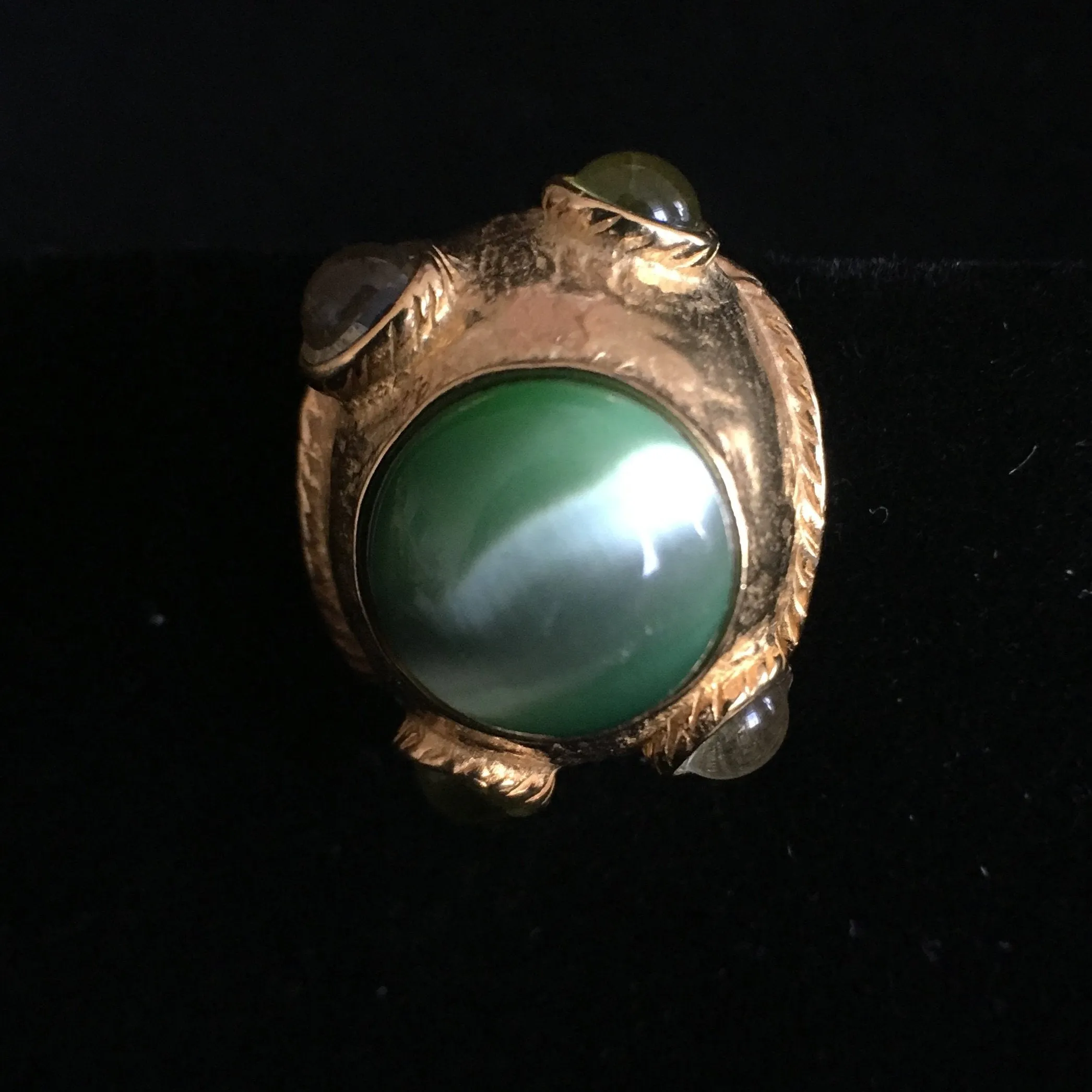 Green Cat Eye Clip Earrings