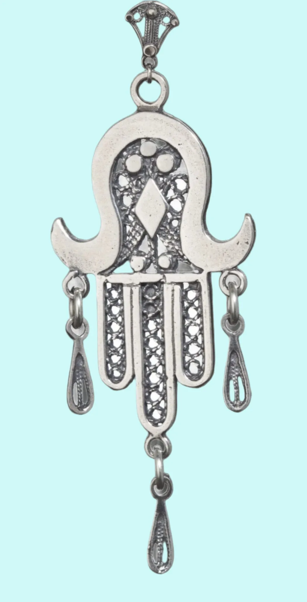 Hamsa pendant, sterling silver 925 Ethnic jewelry