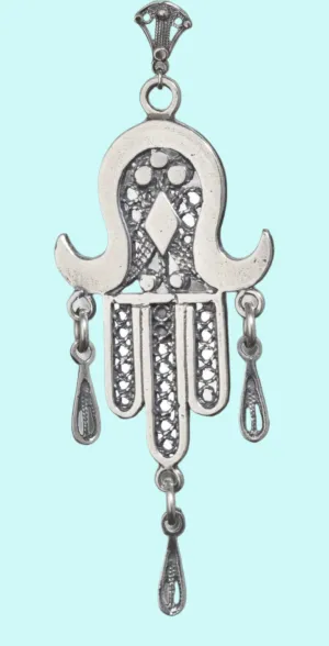 Hamsa pendant, sterling silver 925 Ethnic jewelry