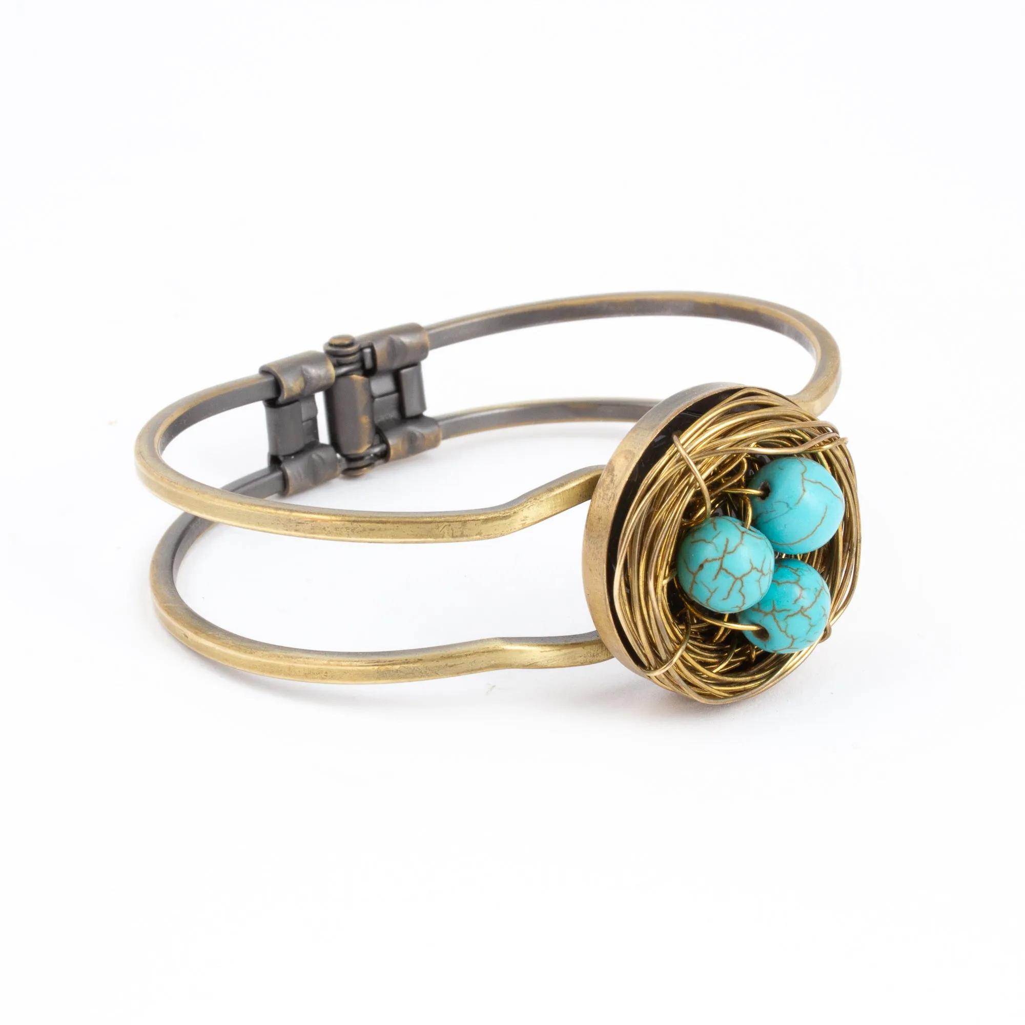 Handmade Birds Nest Hinged Cuff