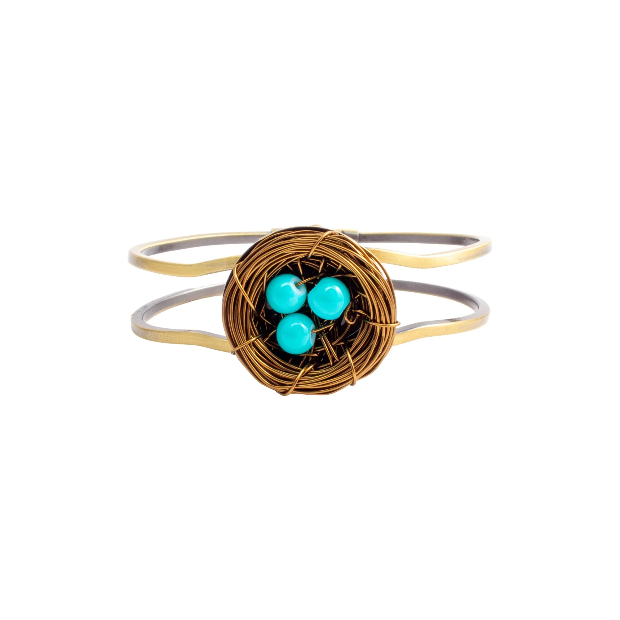 Handmade Birds Nest Hinged Cuff
