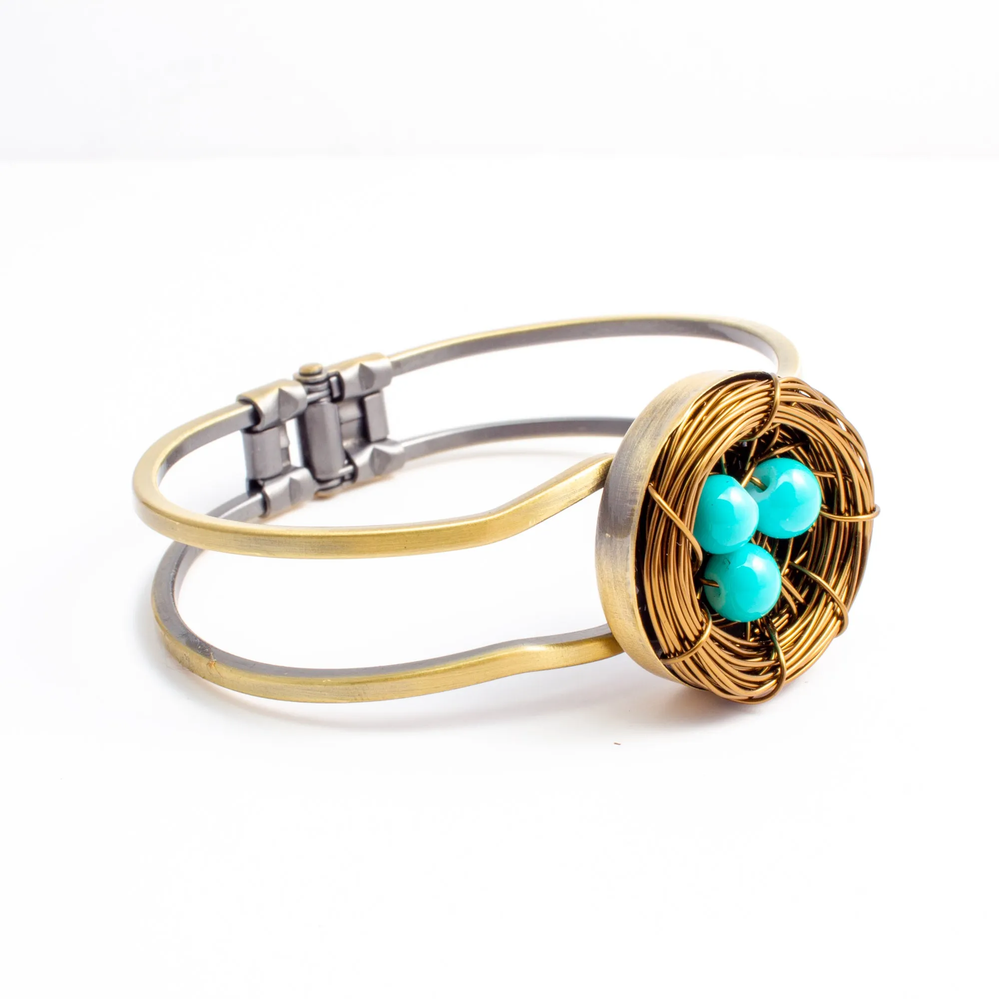 Handmade Birds Nest Hinged Cuff
