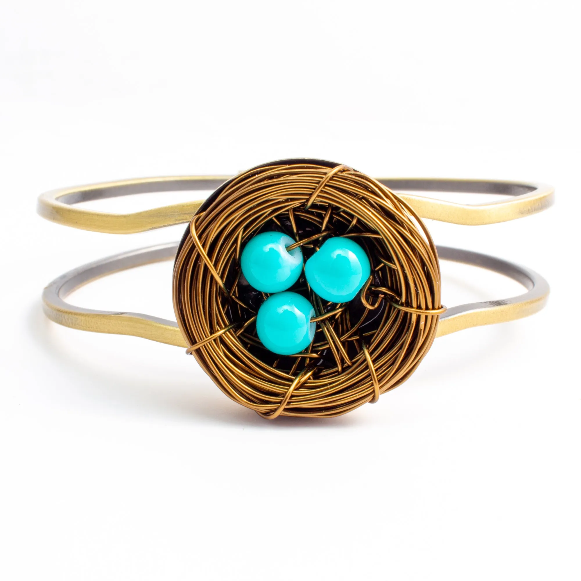 Handmade Birds Nest Hinged Cuff