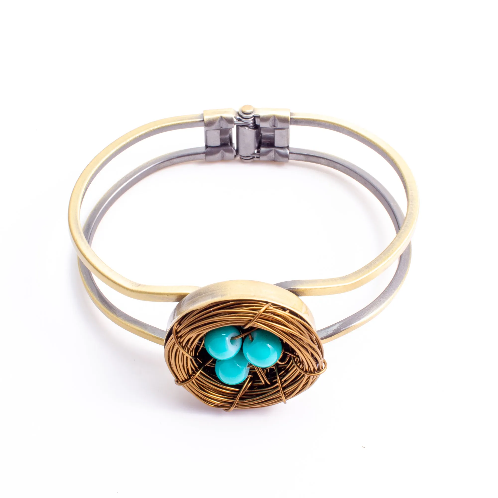 Handmade Birds Nest Hinged Cuff