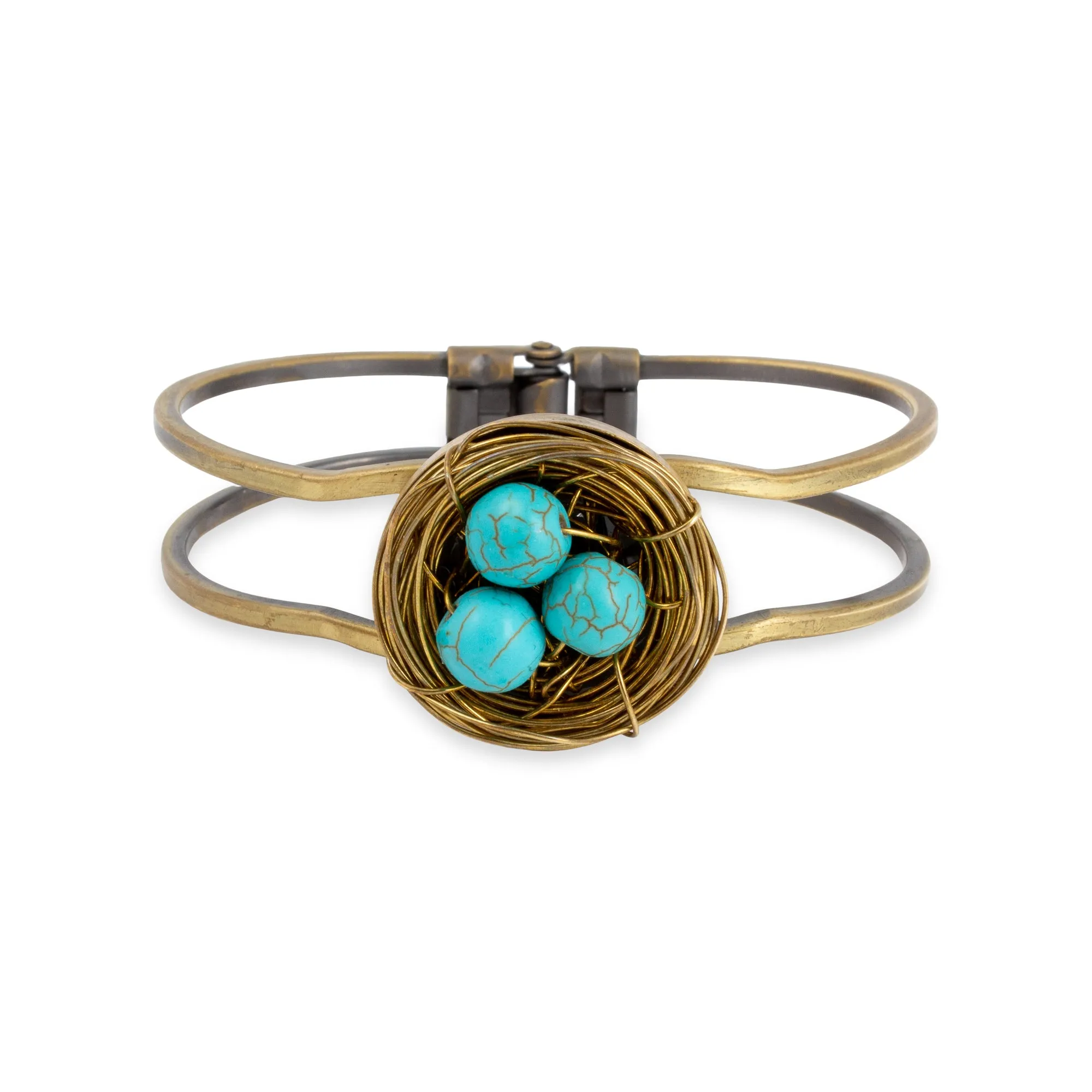 Handmade Birds Nest Hinged Cuff