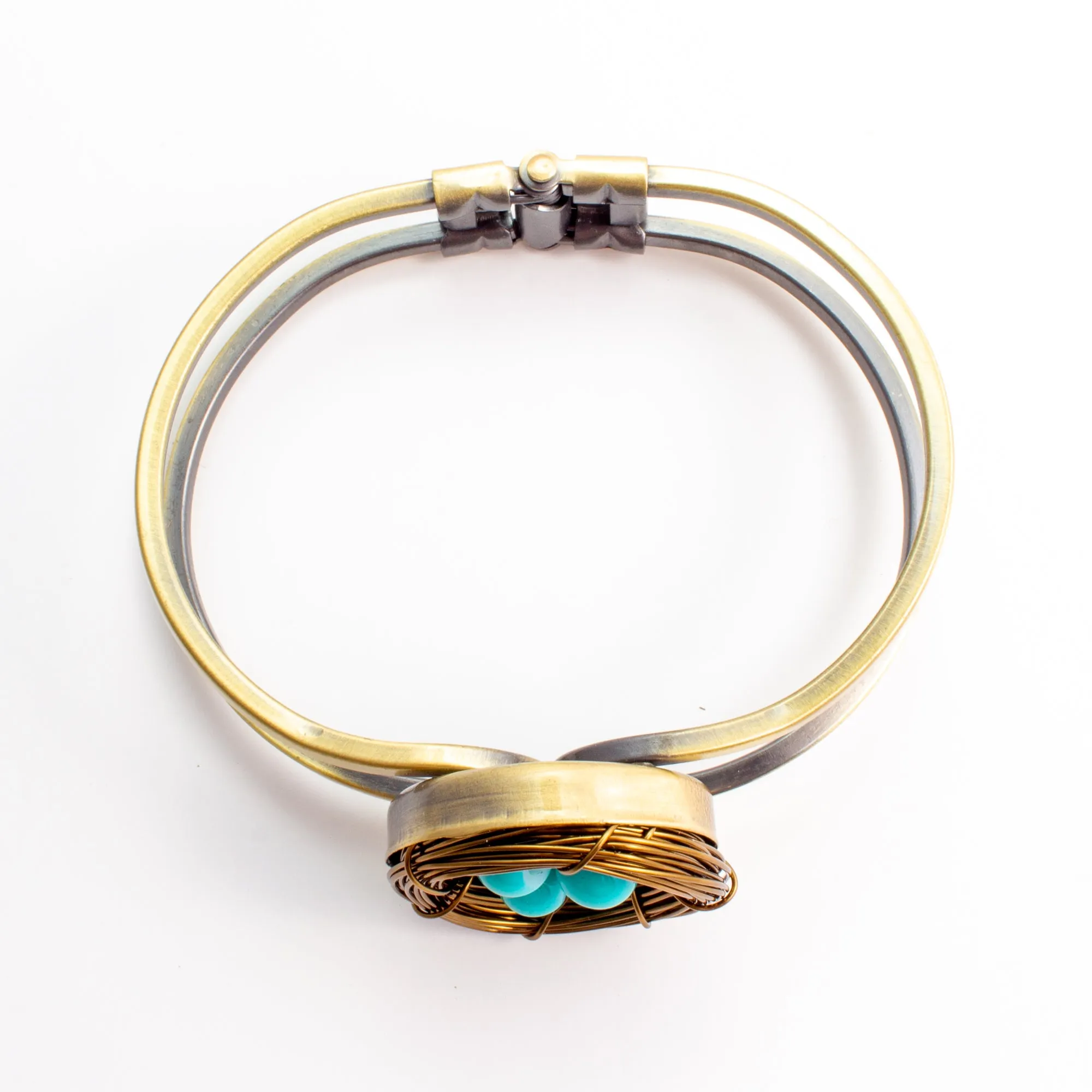 Handmade Birds Nest Hinged Cuff
