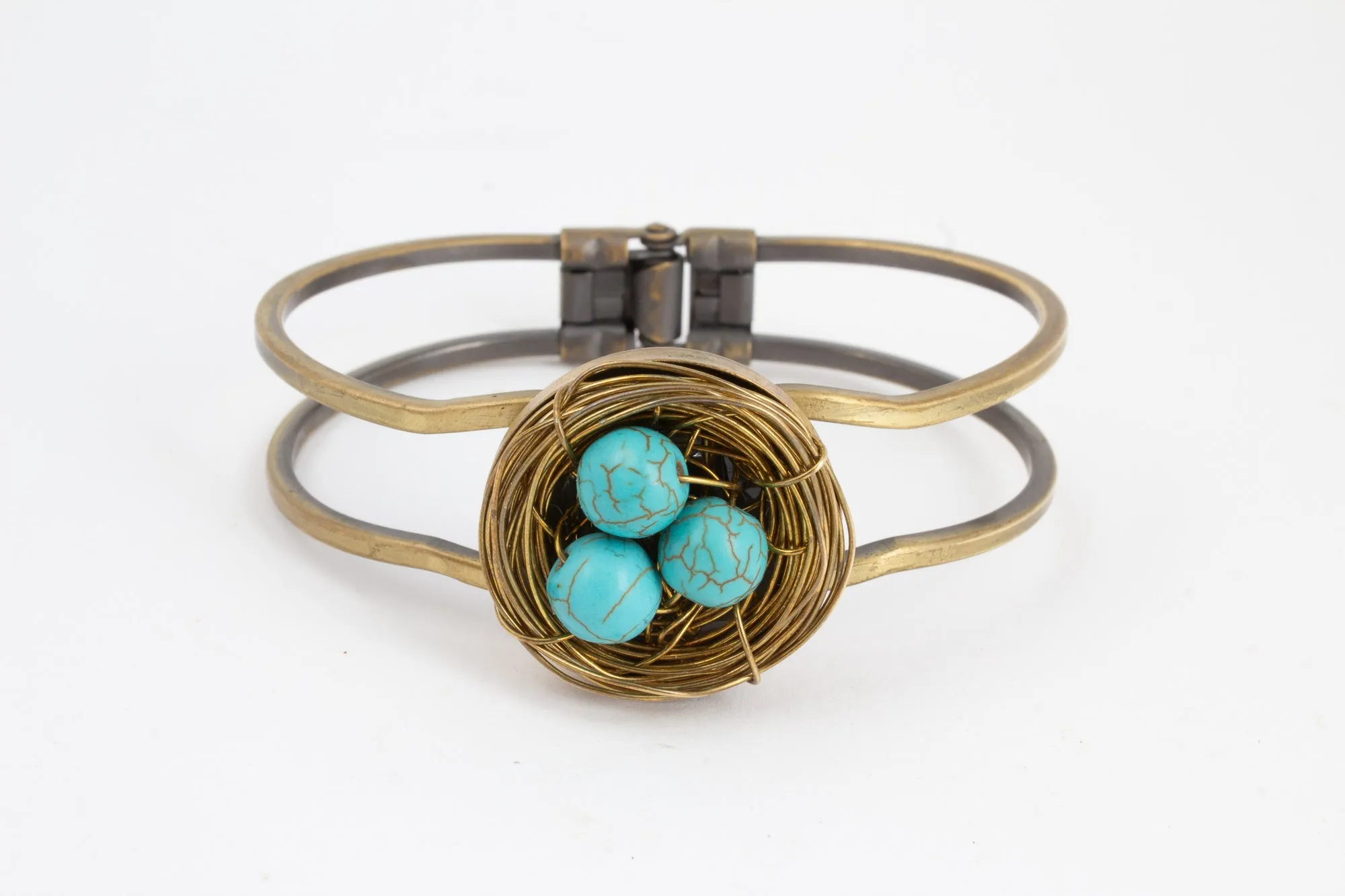 Handmade Birds Nest Hinged Cuff
