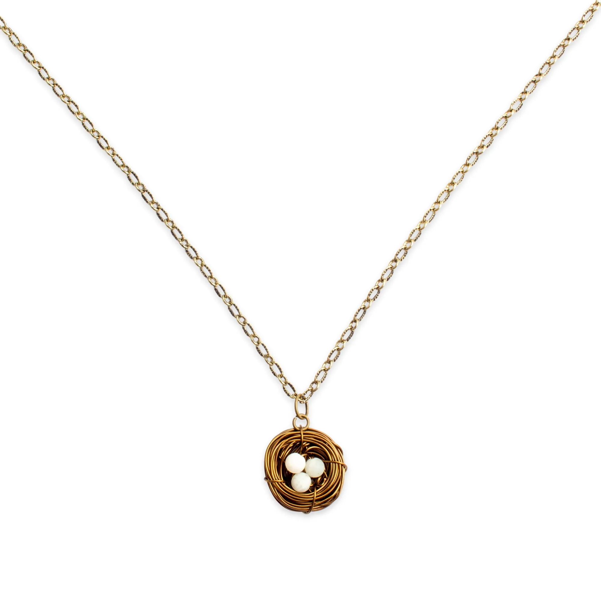 Handmade Birds Nest Pendant Necklace - 30" Chain