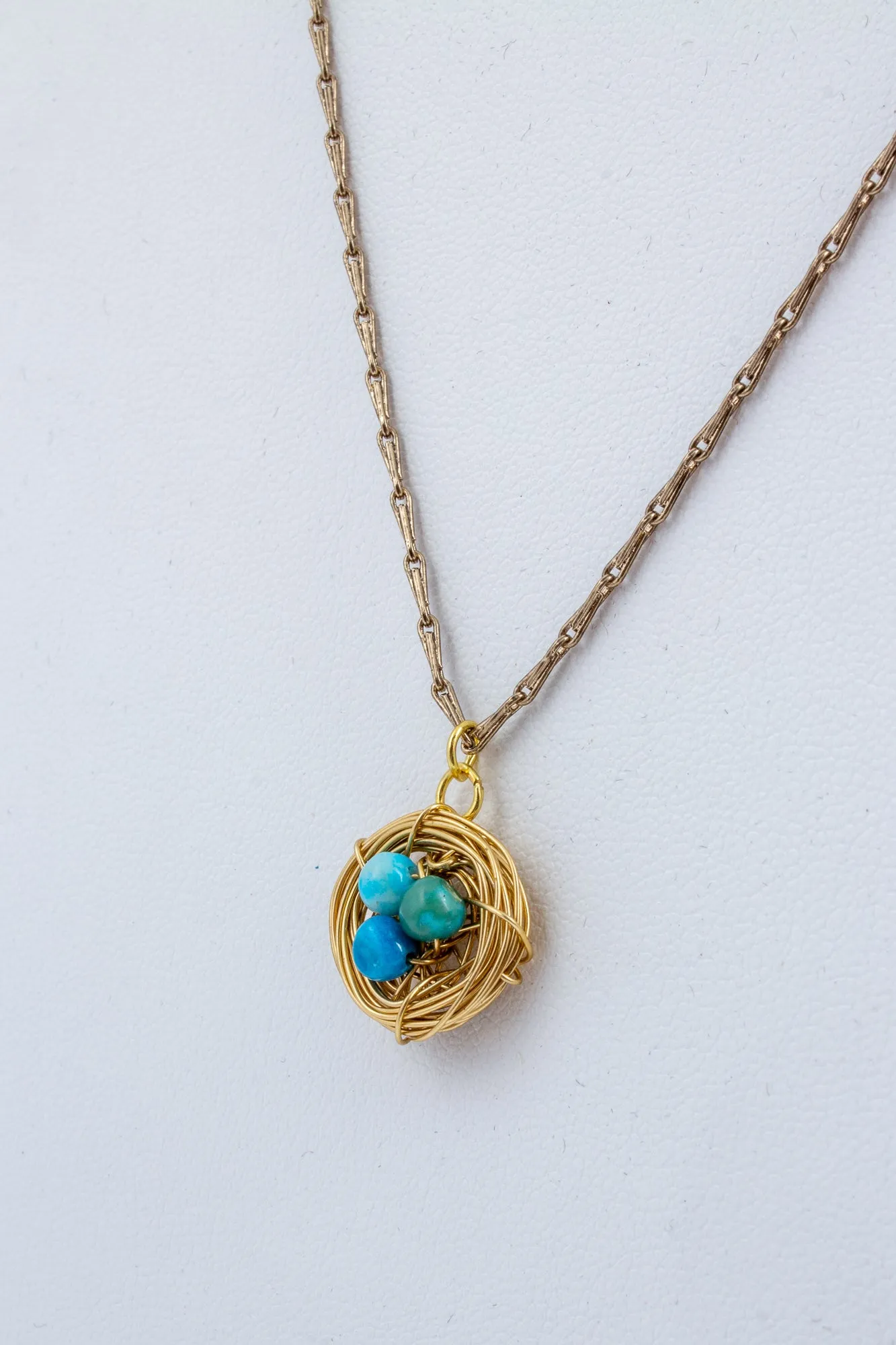 Handmade Birds Nest Pendant Necklace