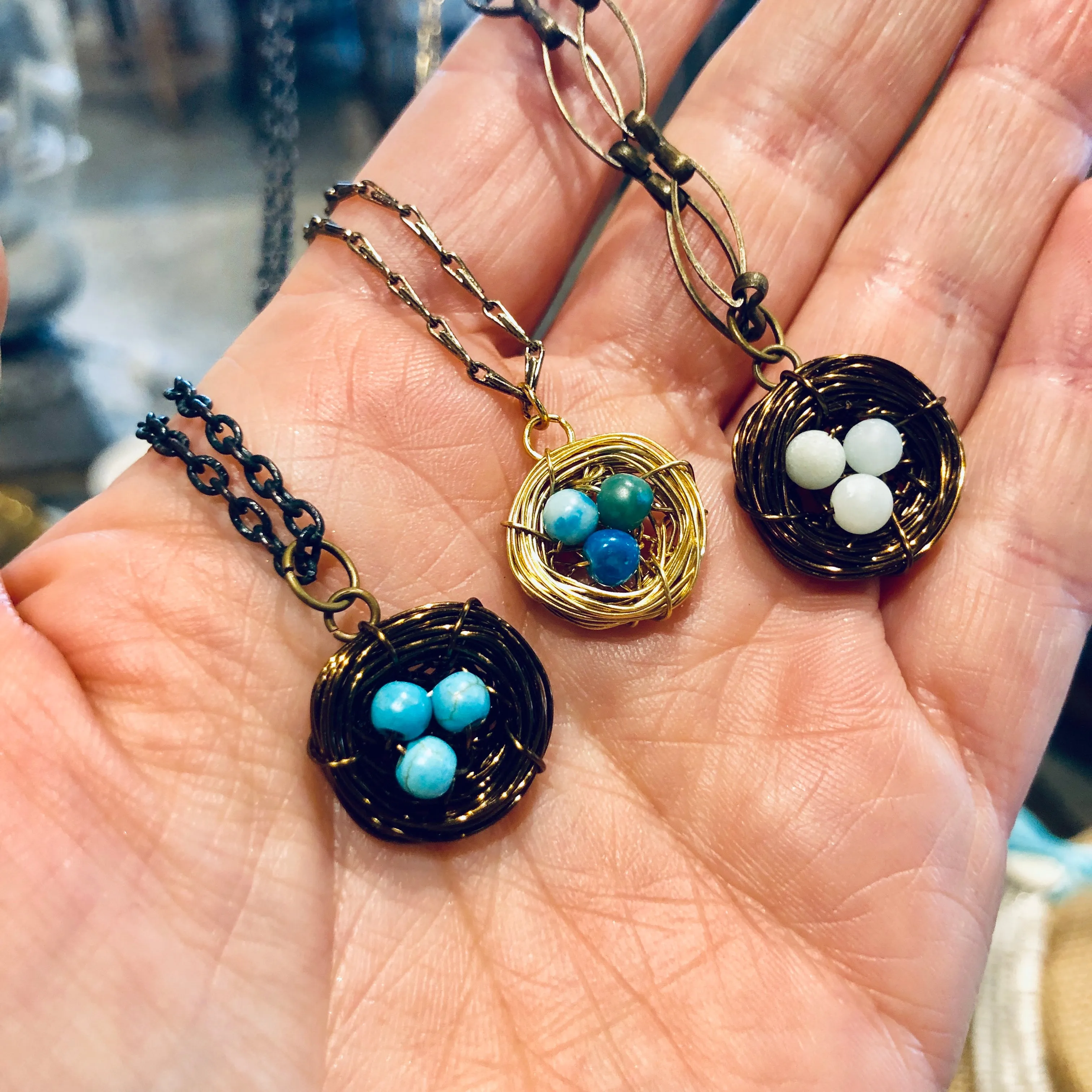 Handmade Birds Nest Pendant Necklace