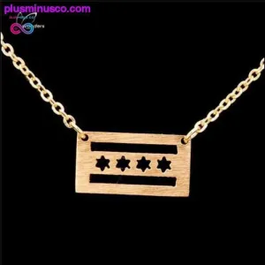 Handmade Brushed Metal Chicago Flag Necklace - Chicago State