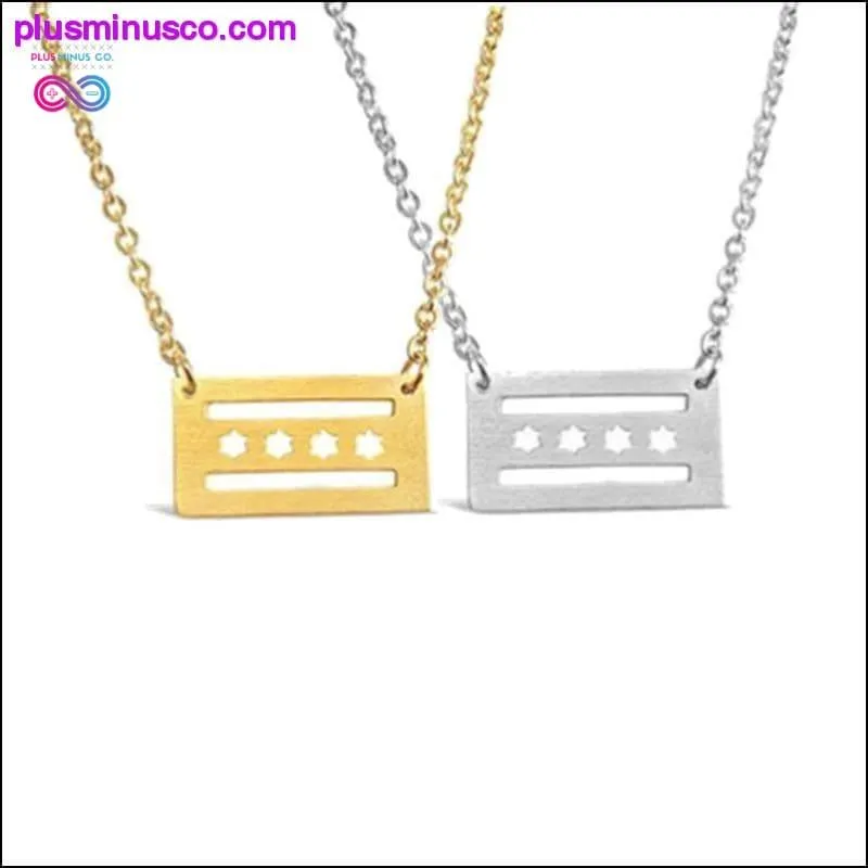 Handmade Brushed Metal Chicago Flag Necklace - Chicago State