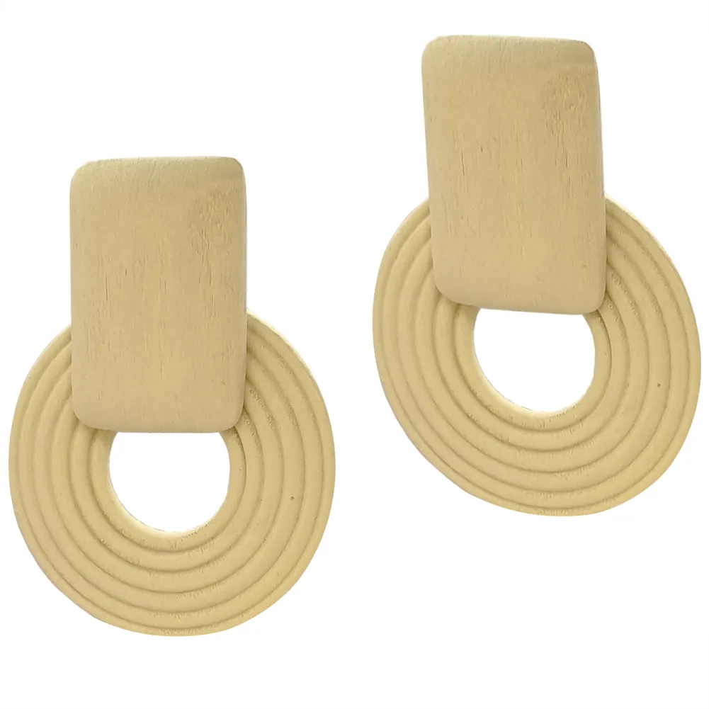 Handmade Ethnic Wooden Drop Earrings - Brown