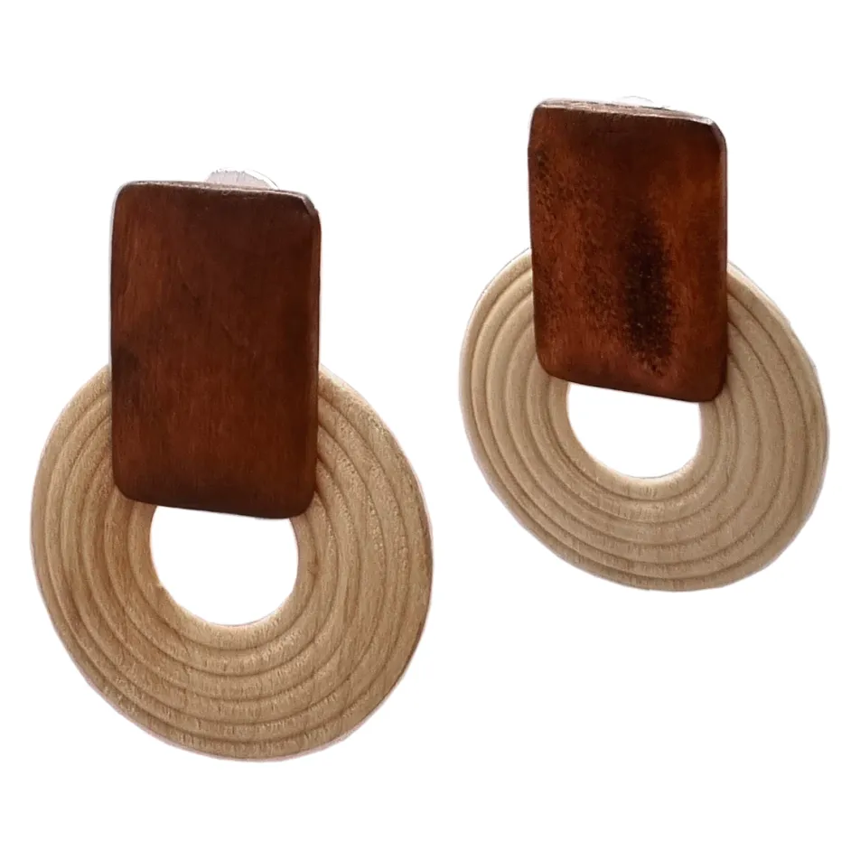 Handmade Ethnic Wooden Drop Earrings