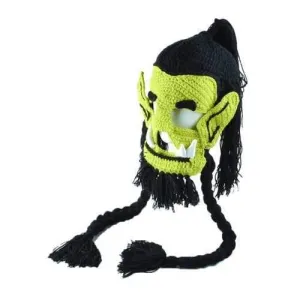 Handmade Knitted Easter Monster Mask Hat - Fluorescent Yellow