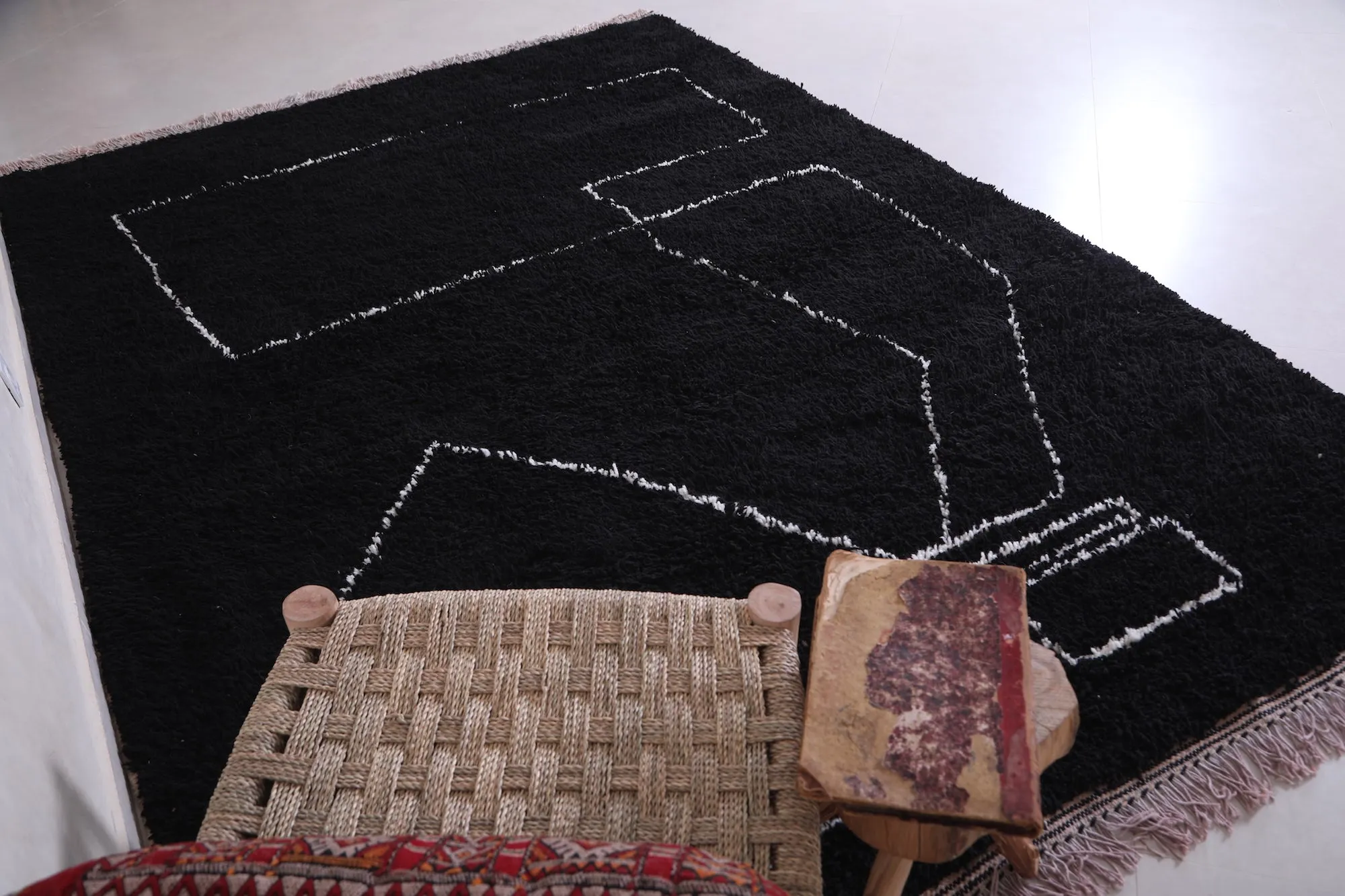 Handmade Moroccan rug - Custom black Wool rug - Berber rug