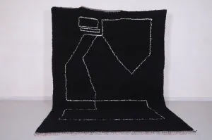 Handmade Moroccan rug - Custom black Wool rug - Berber rug