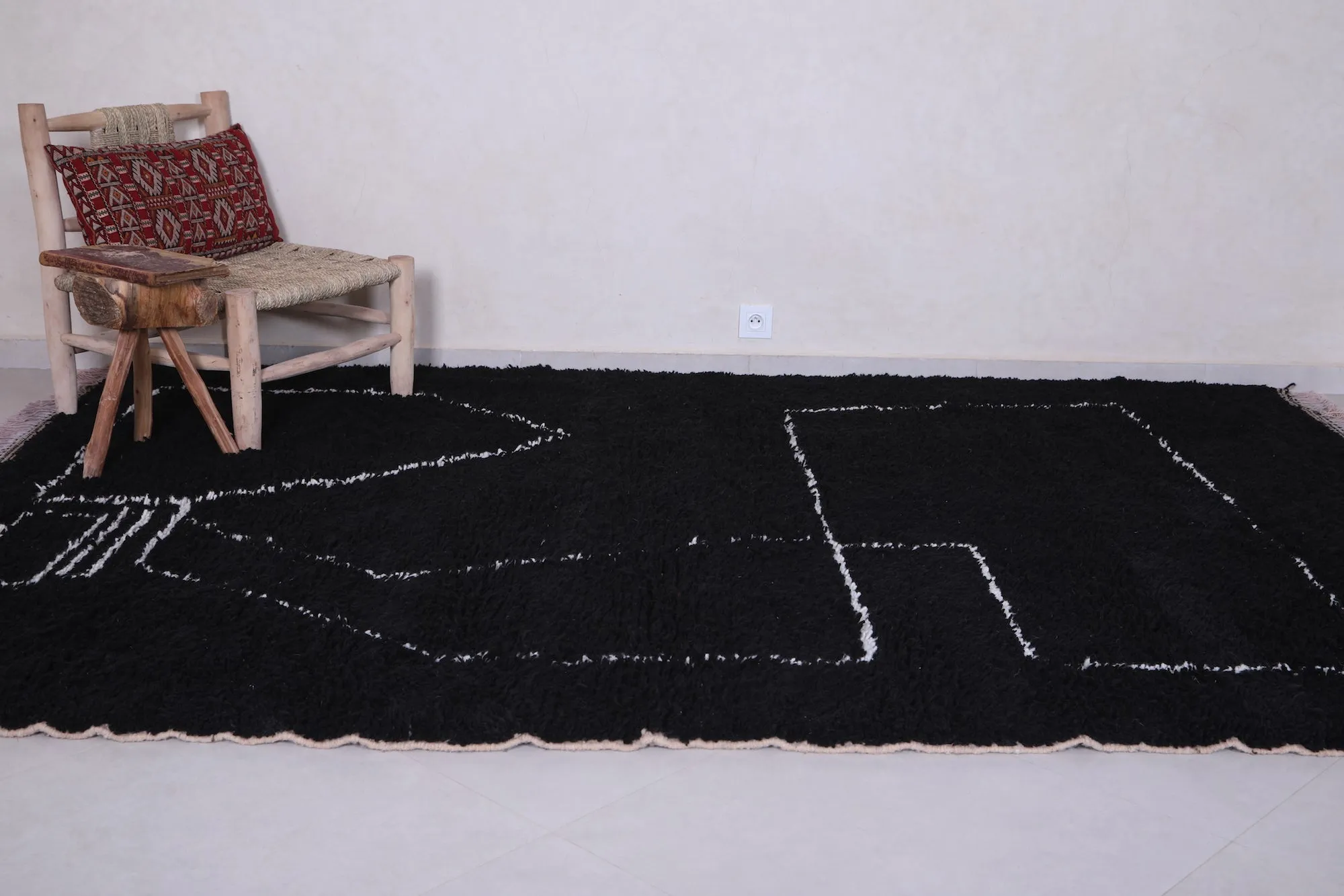 Handmade Moroccan rug - Custom black Wool rug - Berber rug