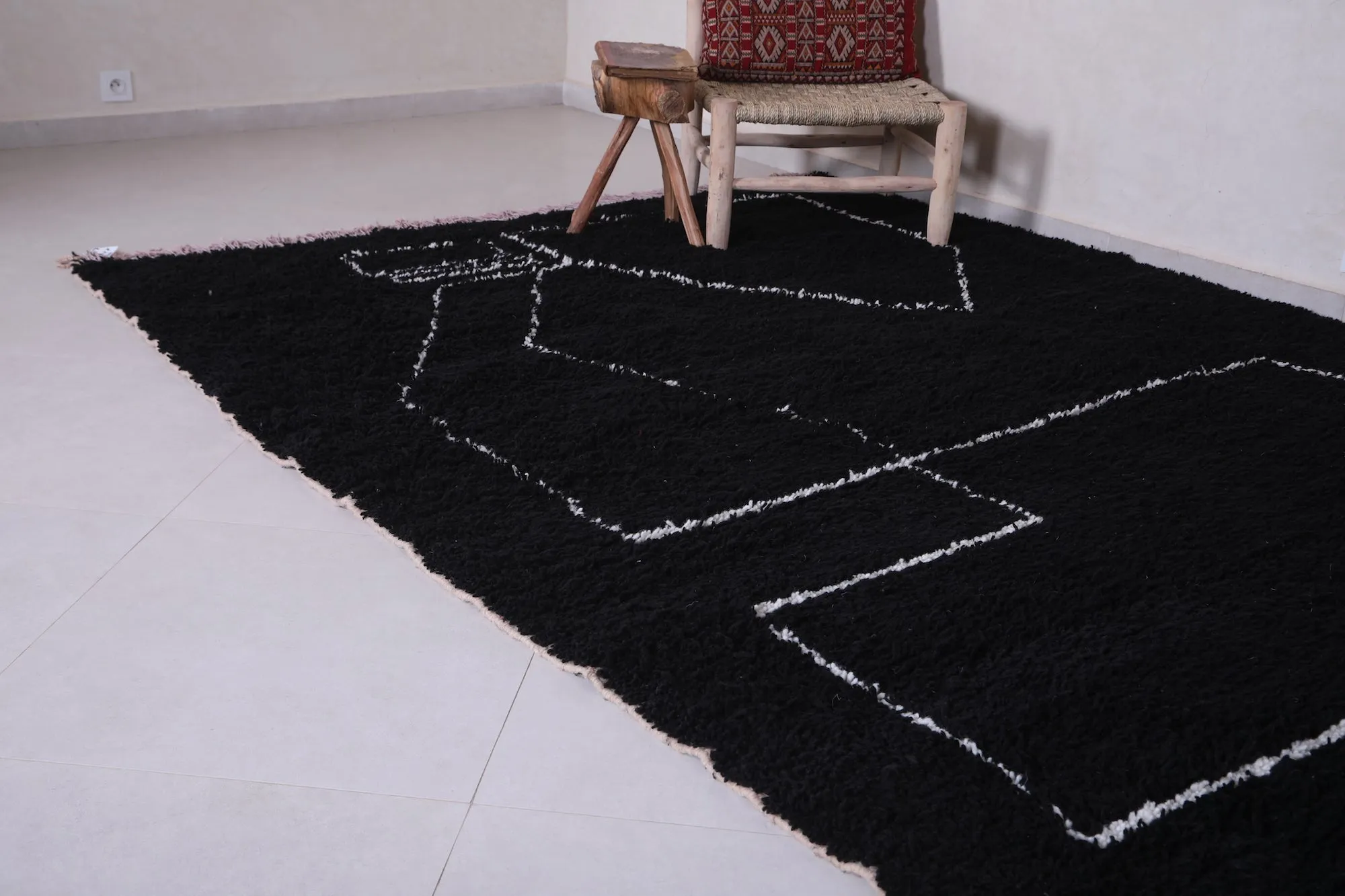 Handmade Moroccan rug - Custom black Wool rug - Berber rug