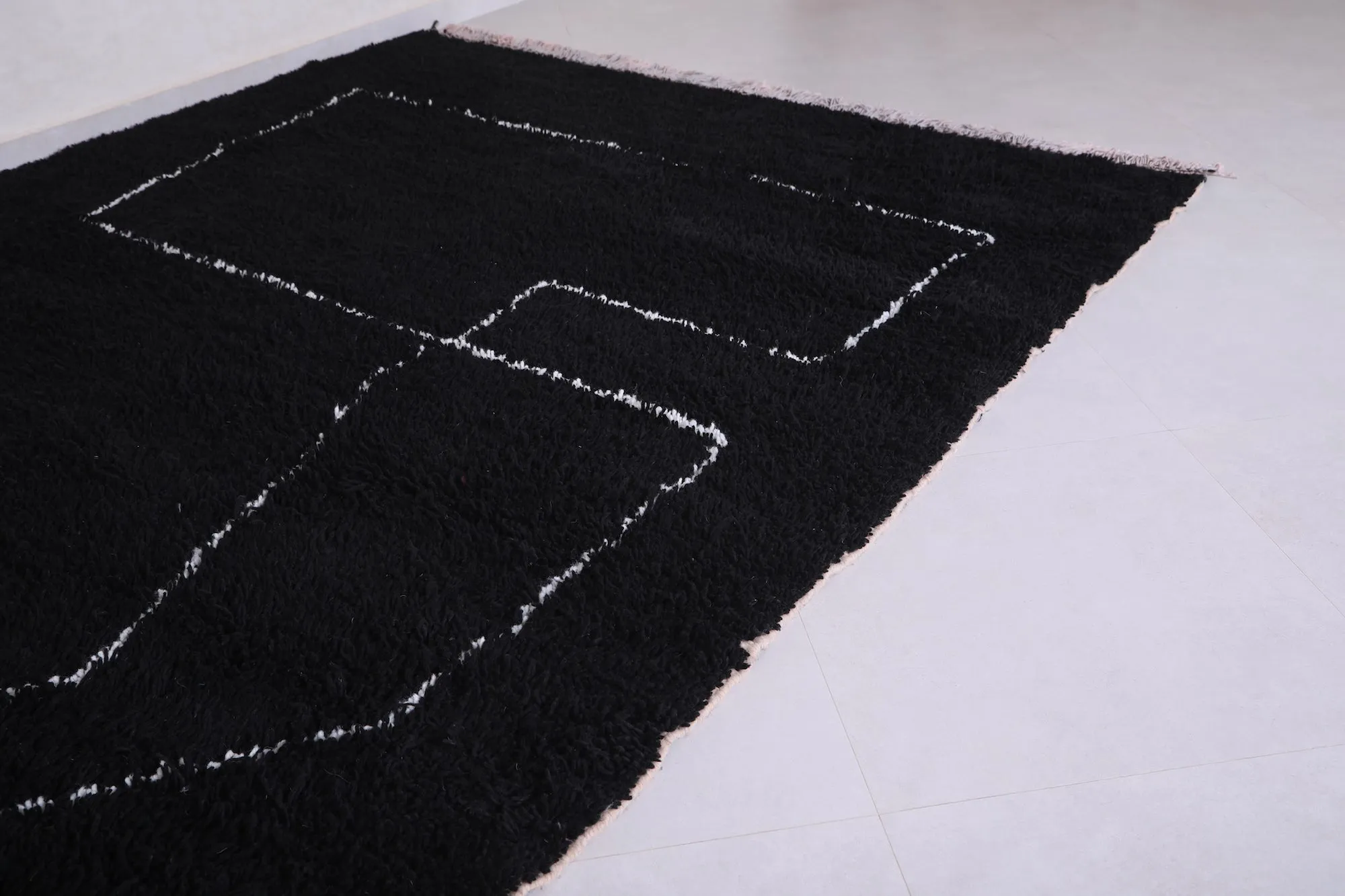 Handmade Moroccan rug - Custom black Wool rug - Berber rug