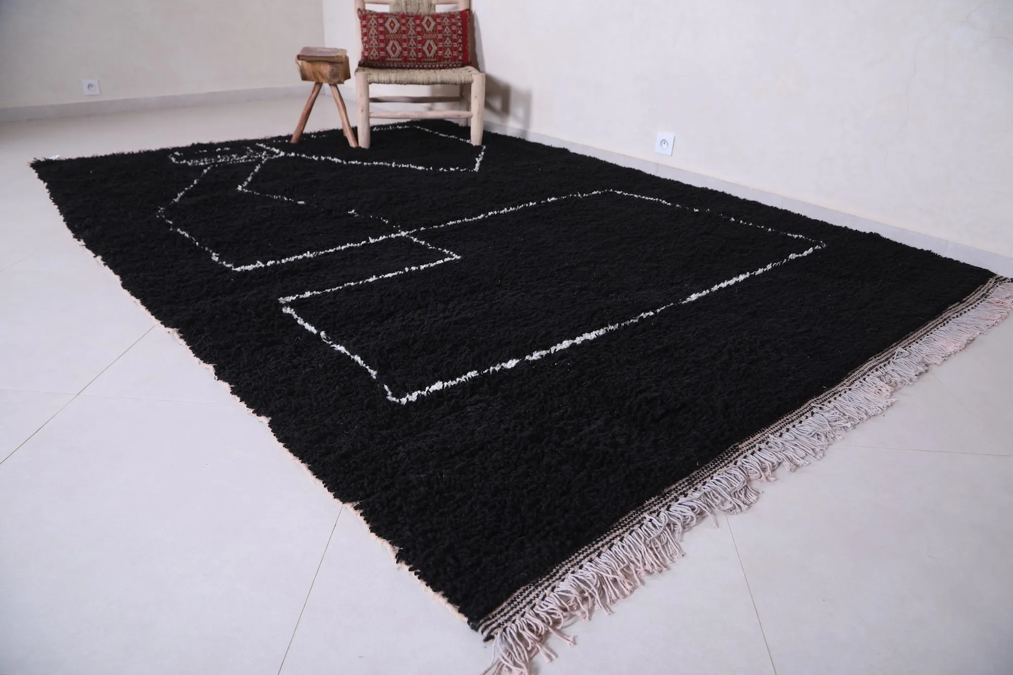 Handmade Moroccan rug - Custom black Wool rug - Berber rug