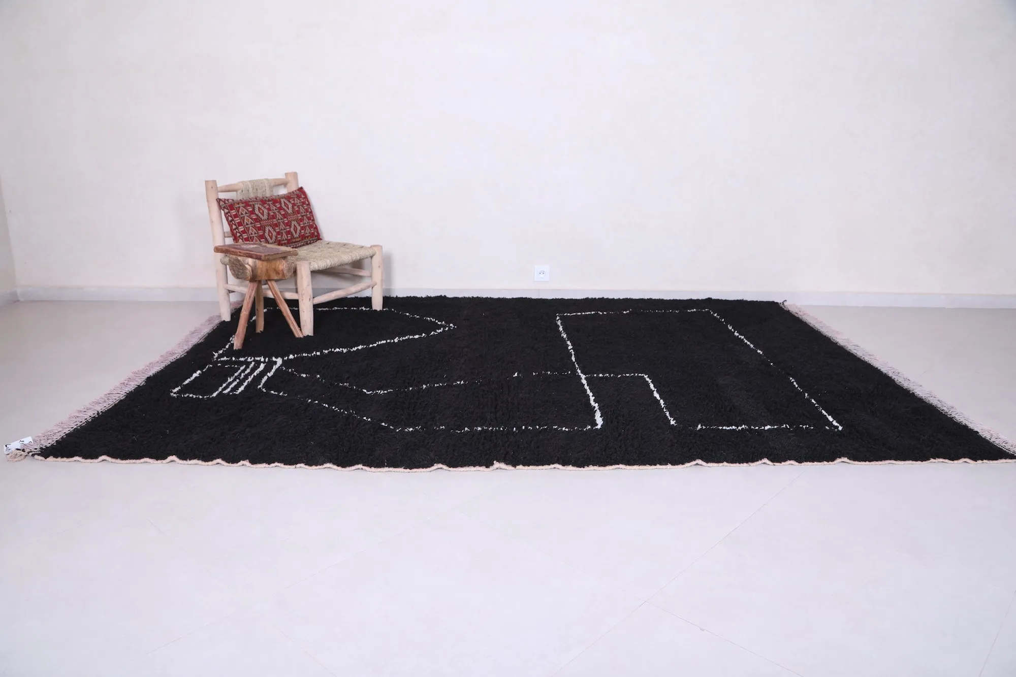 Handmade Moroccan rug - Custom black Wool rug - Berber rug