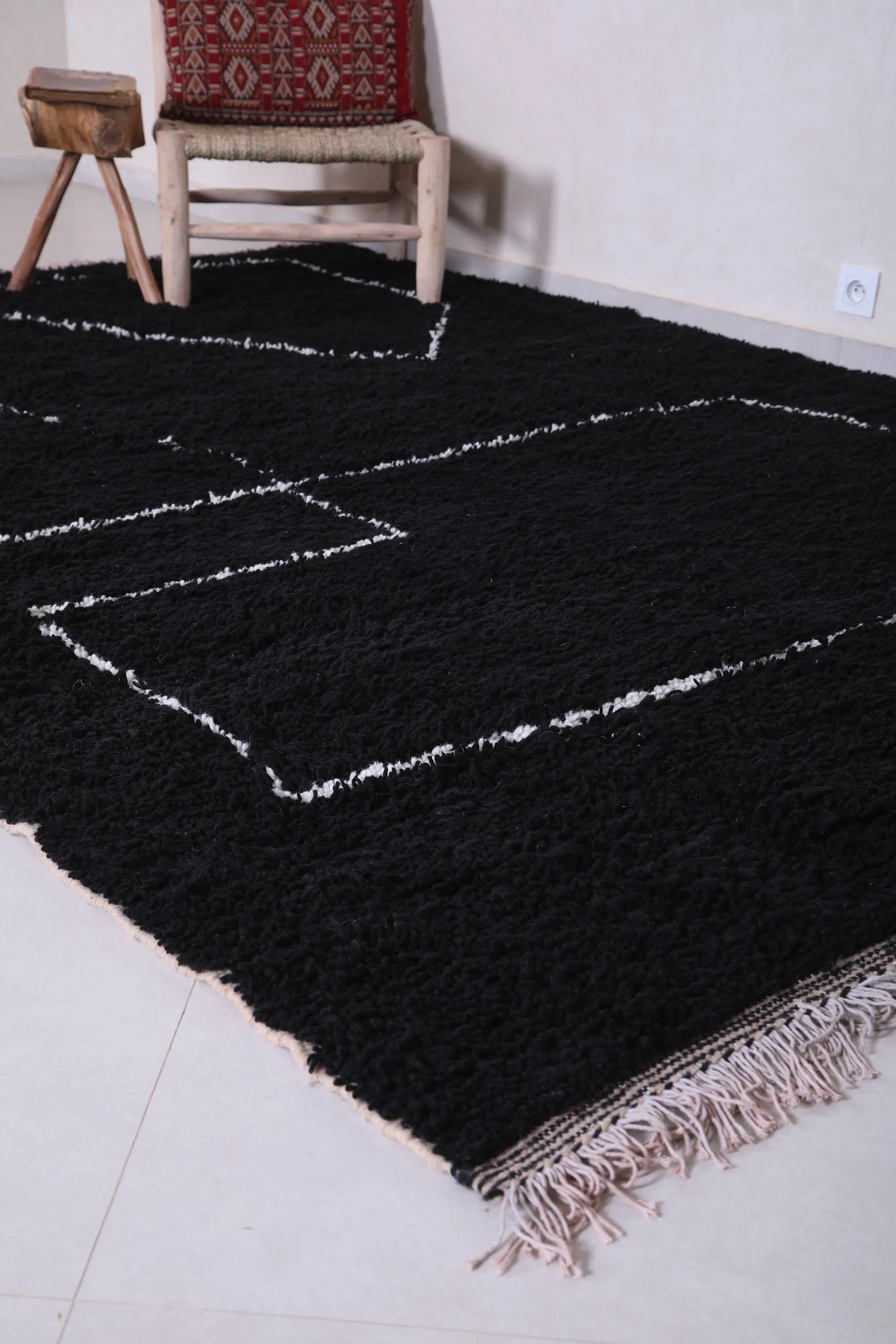 Handmade Moroccan rug - Custom black Wool rug - Berber rug