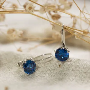 Handmade Sterling Silver Blue Drop Earrings for Women - December Birthstone