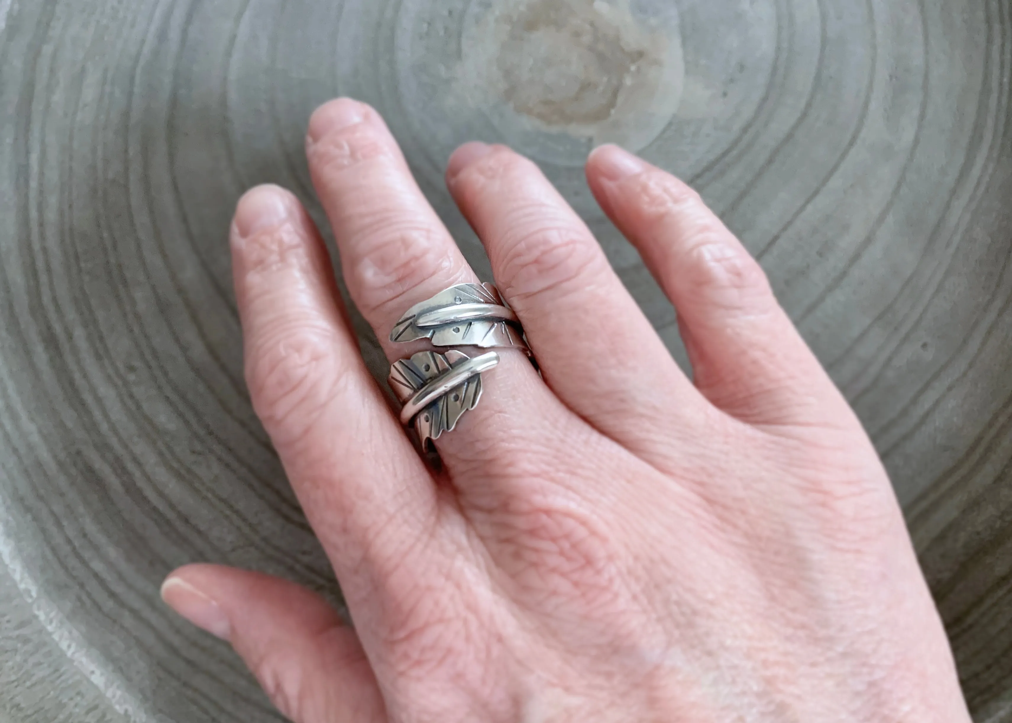 Handmade Sterling Silver Feather Ring