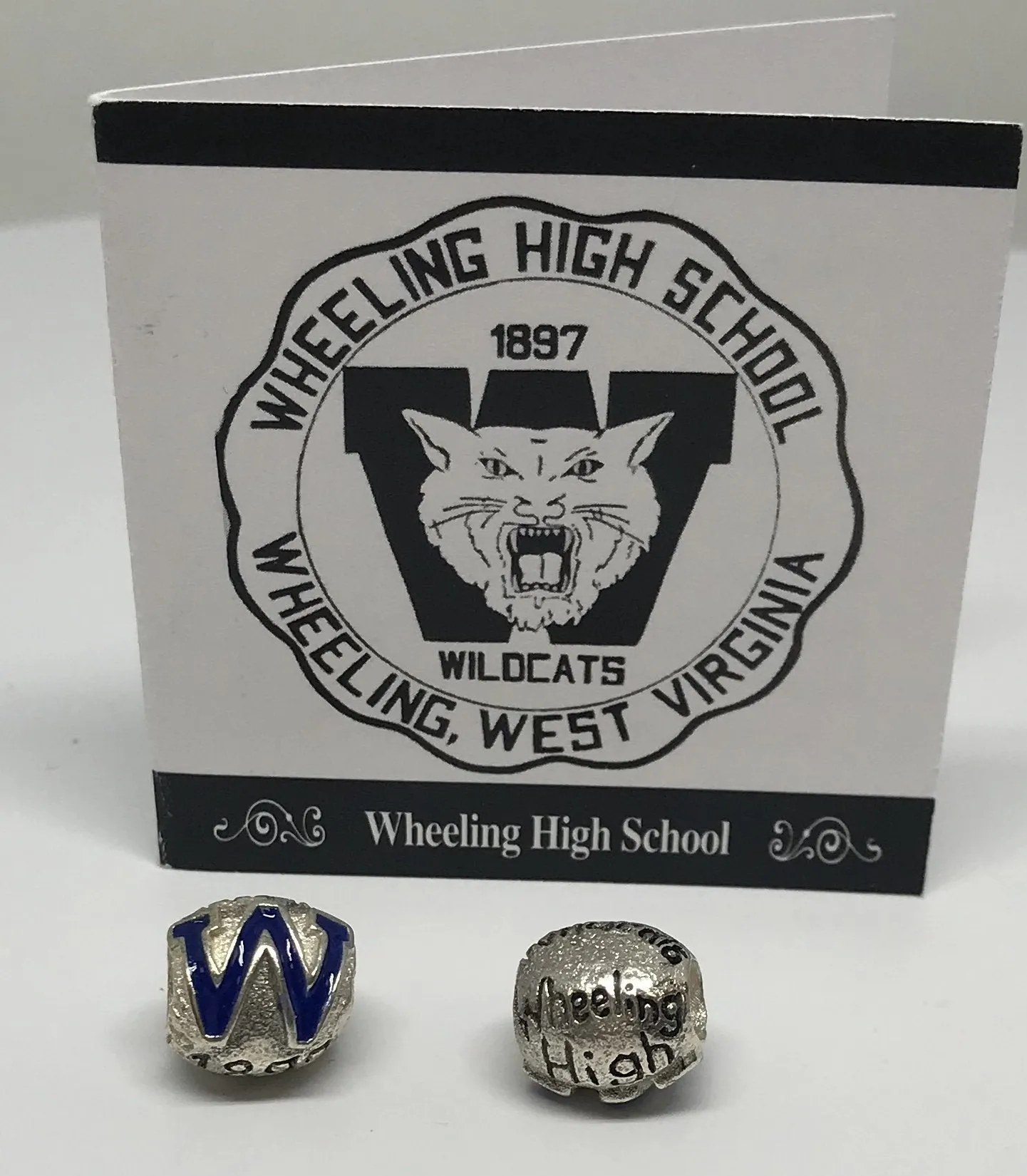 Handmade Sterling Silver "Wheeling High School" Bead