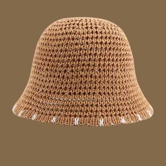 Handwoven Straw Bucket Hat | Breathable Summer Sun Hat