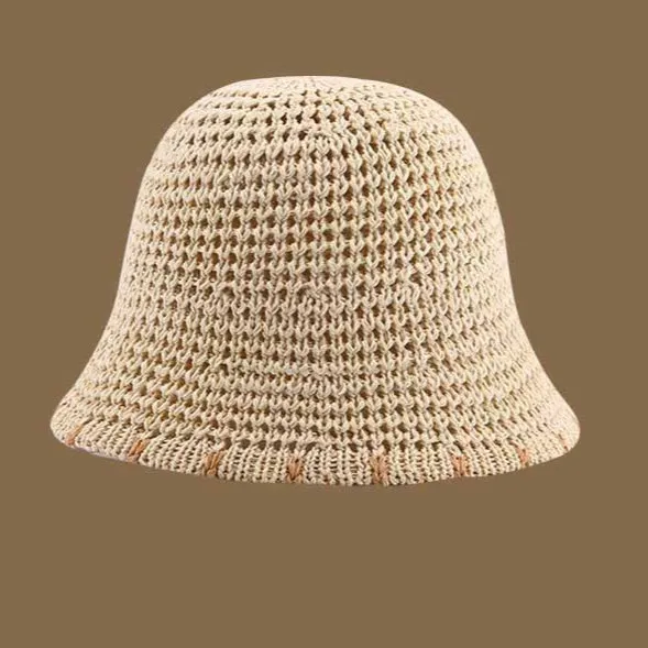 Handwoven Straw Bucket Hat | Breathable Summer Sun Hat