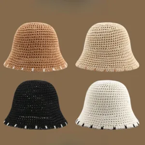 Handwoven Straw Bucket Hat | Breathable Summer Sun Hat