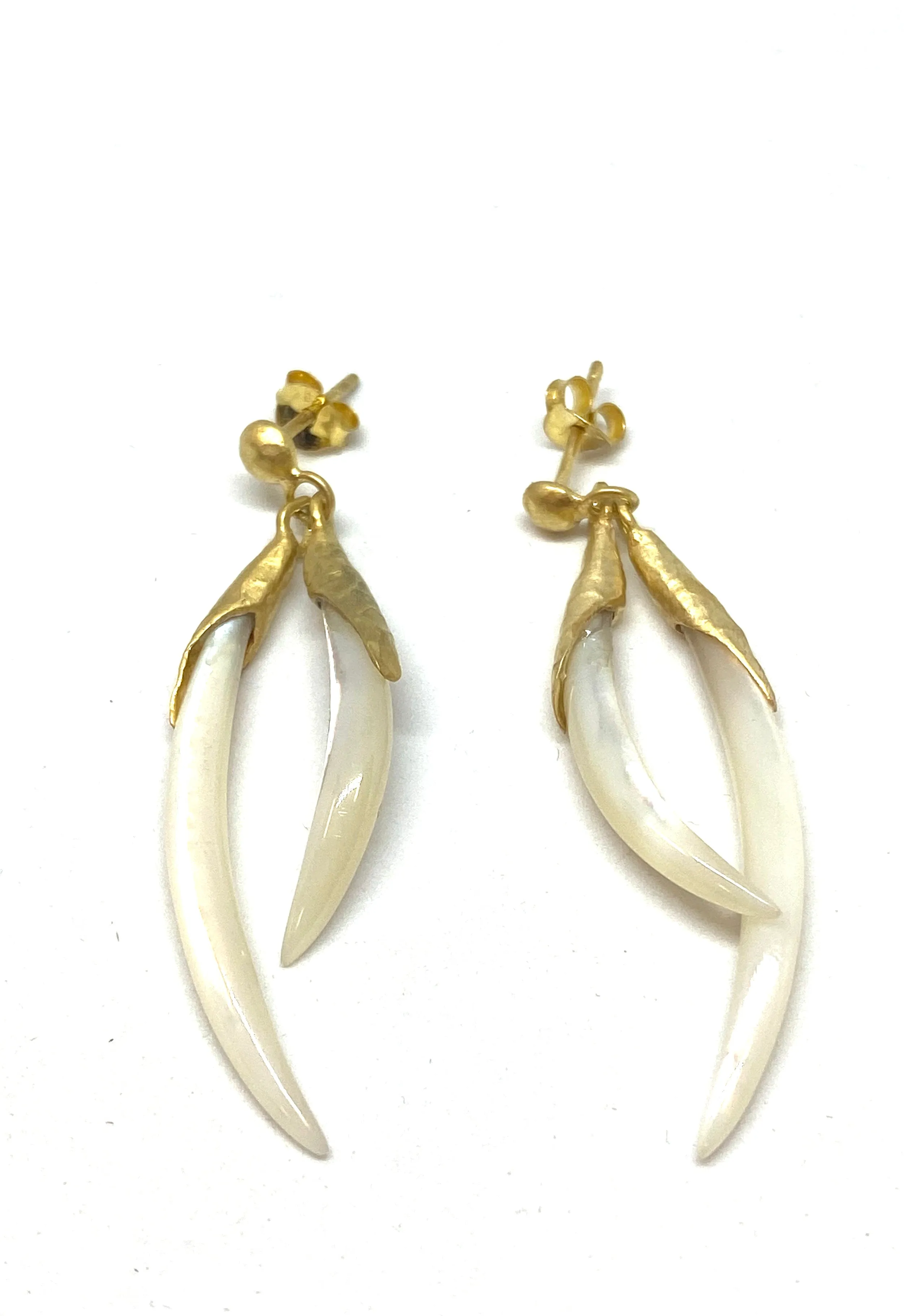Heather Benjamin Hand carved Double Shard Mother of Pearl Earrings