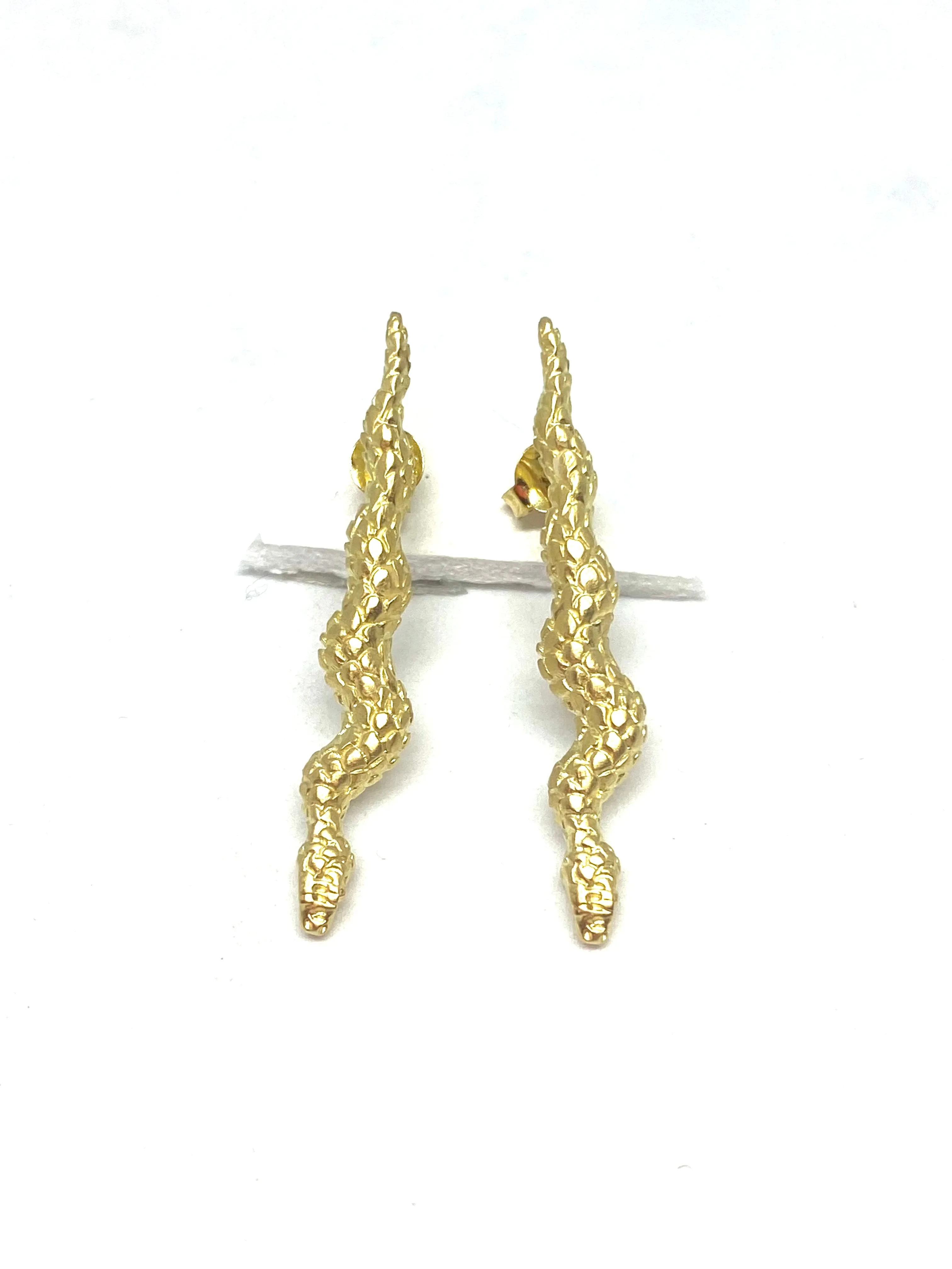 Heather Benjamin Handmade Carved Snake Earrings