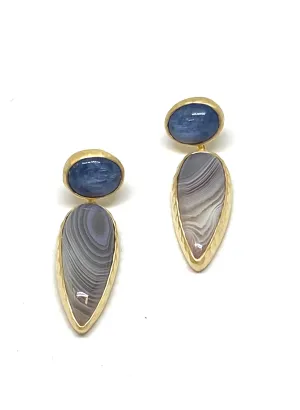 Heather Benjamin Handmade Kyanite and Botswana Agate Earring