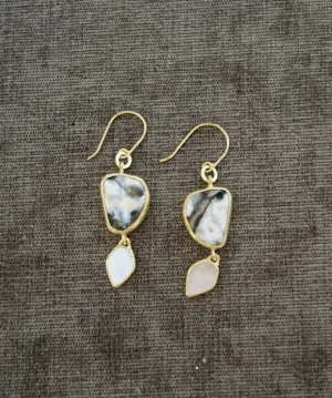 Heather Benjamin Handmade Ocean Jasper Earring with Mother of Pearl Drop