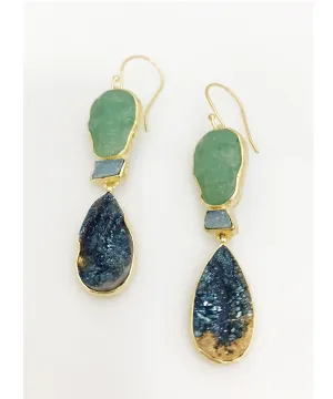 Heather Benjamin Handmade Skull and Drusy Earring