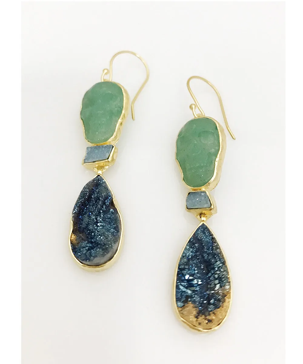 Heather Benjamin Handmade Skull and Drusy Earring