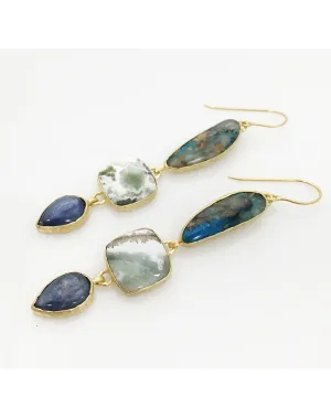 Heather Benjamin Triple Drop Ocean Jasper and Kyanite Earring