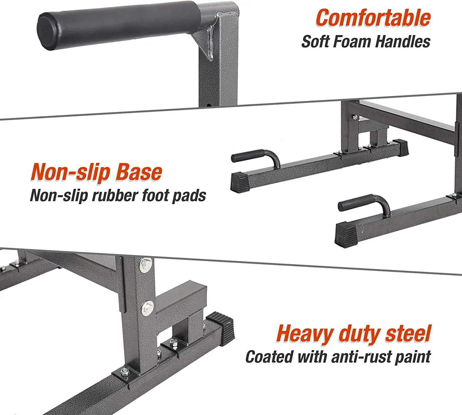 Heavy Duty Steel Dip Stand Station Adjustable Height Strength Training Pull Push Up Bar For Home Gym